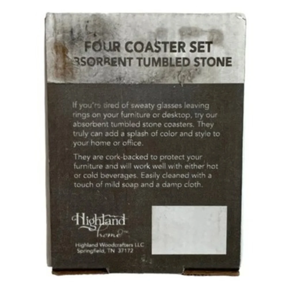 Highland Home Louisiana State Map Ceramic Coasters Set 4 Absorbent Stone Cork